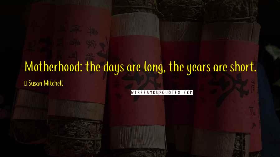 Susan Mitchell quotes: Motherhood: the days are long, the years are short.