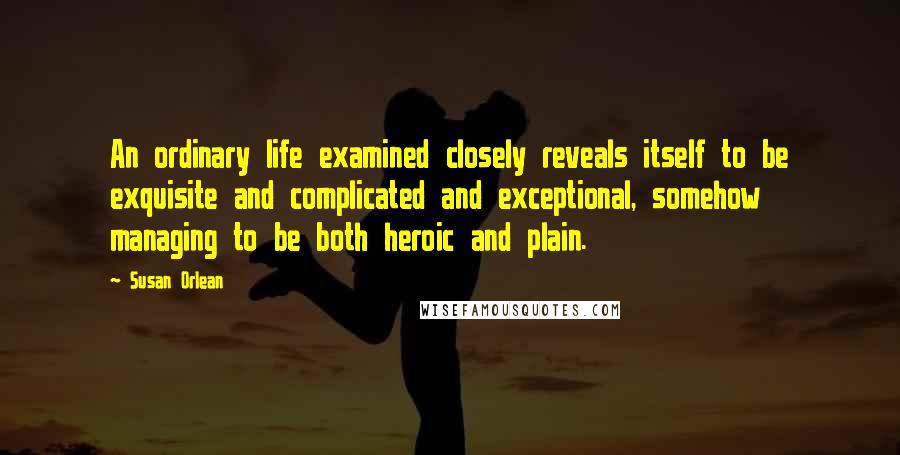 Susan Orlean quotes: An ordinary life examined closely reveals itself to be exquisite and complicated and exceptional, somehow managing to be both heroic and plain.