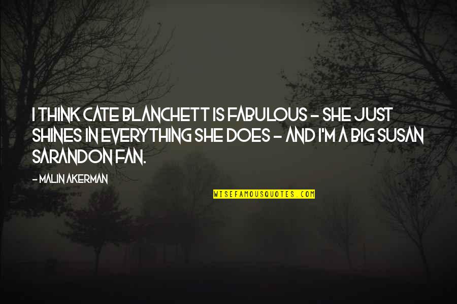 Susan Sarandon Quotes By Malin Akerman: I think Cate Blanchett is fabulous - she