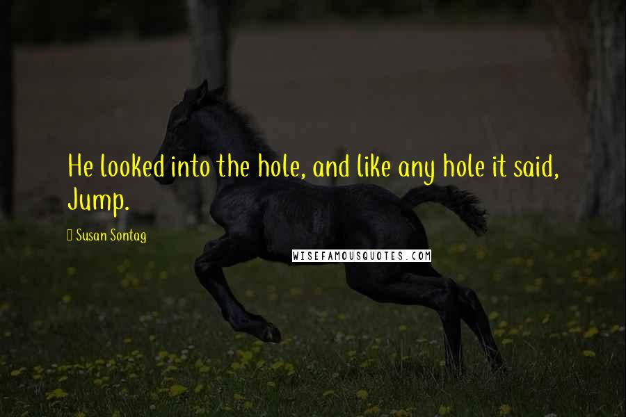 Susan Sontag quotes: He looked into the hole, and like any hole it said, Jump.