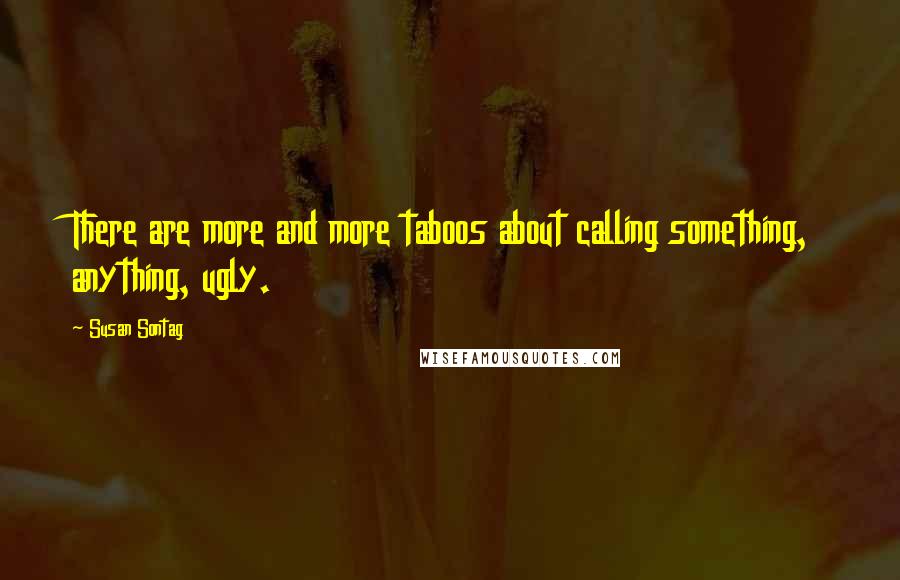 Susan Sontag quotes: There are more and more taboos about calling something, anything, ugly.