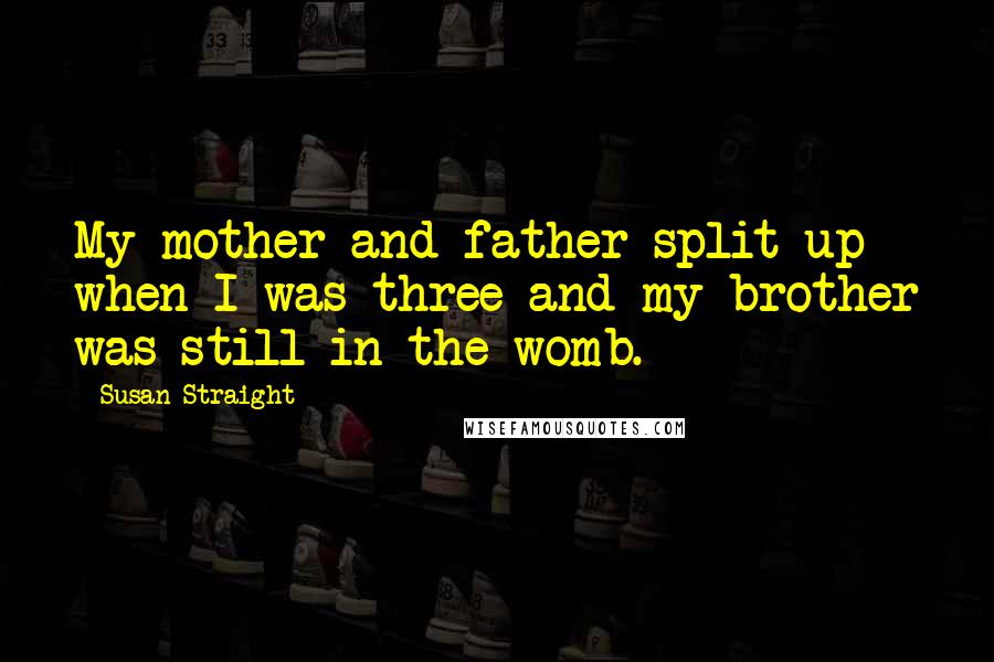 Susan Straight quotes: My mother and father split up when I was three and my brother was still in the womb.