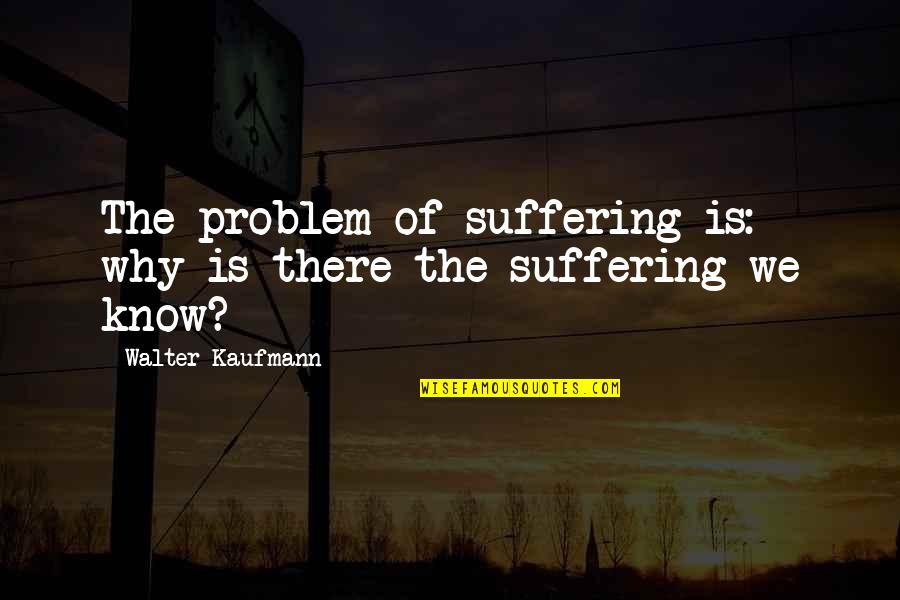 Suscitan Quotes By Walter Kaufmann: The problem of suffering is: why is there Suscitan Quotes By Walter Kaufmann: The problem of suffering is: why is there