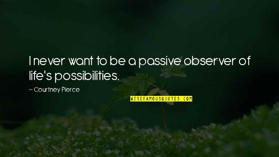 Sushma Quotes By Courtney Pierce: I never want to be a passive observer Sushma Quotes By Courtney Pierce: I never want to be a passive observer