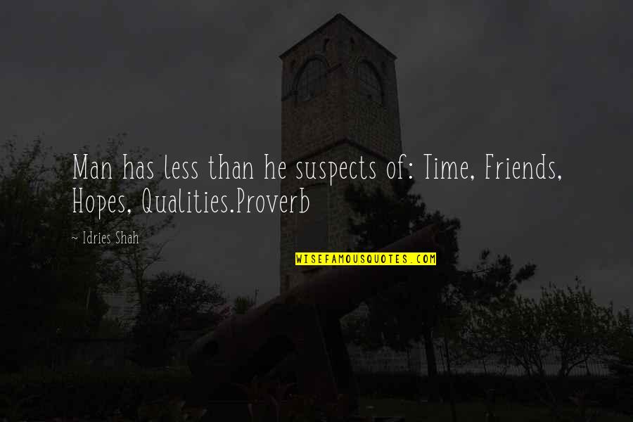 Suspects Quotes By Idries Shah: Man has less than he suspects of: Time,