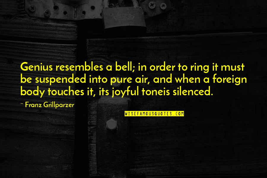 Suspended Quotes By Franz Grillparzer: Genius resembles a bell; in order to ring