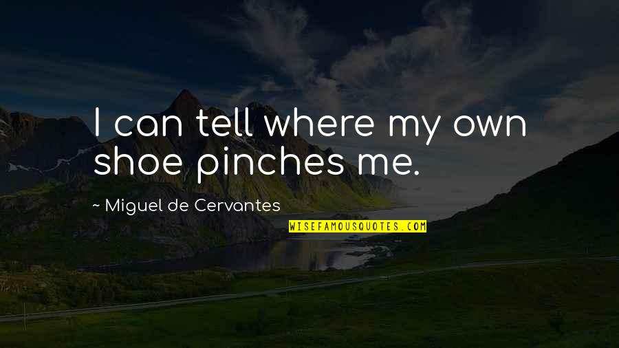 Suspiciously Synonym Quotes By Miguel De Cervantes: I can tell where my own shoe pinches