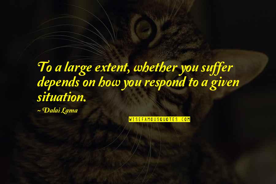 Sustache Vs Pueblo Quotes By Dalai Lama: To a large extent, whether you suffer depends