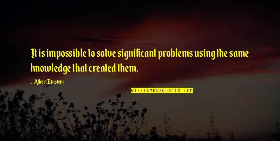 Sustainability In Earth Quotes By Albert Einstein: It is impossible to solve significant problems using