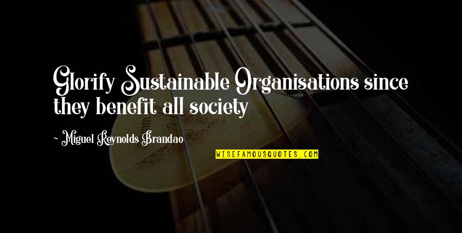 Sustainable Development Quotes By Miguel Reynolds Brandao: Glorify Sustainable Organisations since they benefit all society