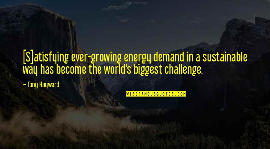 Sustainable Energy For All Quotes By Tony Hayward: [S]atisfying ever-growing energy demand in a sustainable way