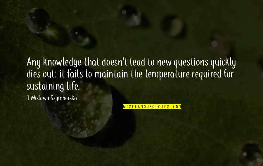 Sustaining Quotes By Wislawa Szymborska: Any knowledge that doesn't lead to new questions Sustaining Quotes By Wislawa Szymborska: Any knowledge that doesn't lead to new questions