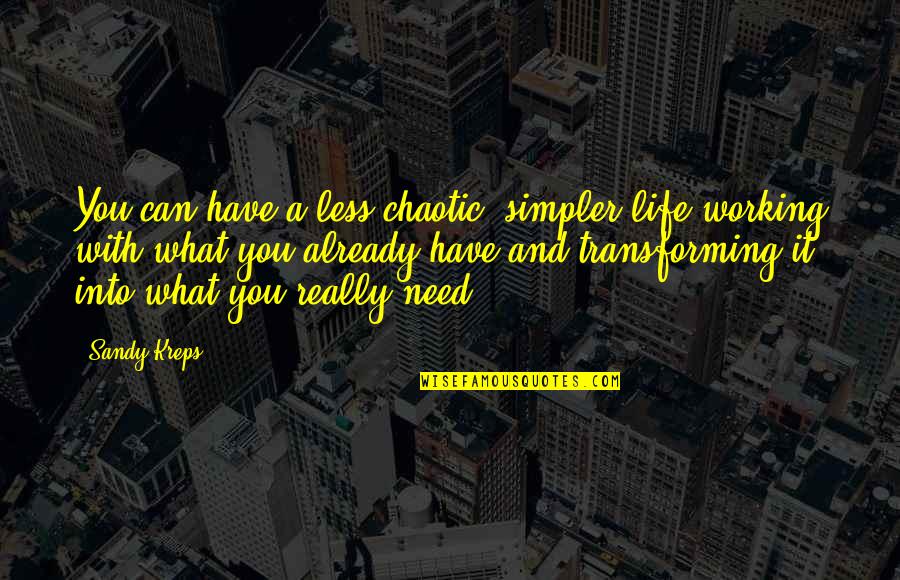 Sustersic Ave Quotes By Sandy Kreps: You can have a less chaotic, simpler life