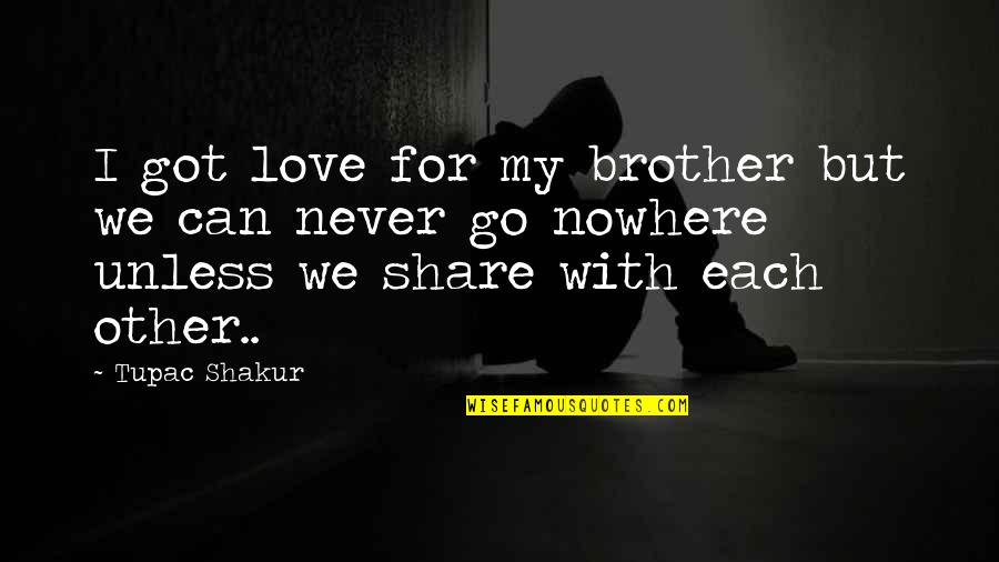 Sustu Bu Quotes By Tupac Shakur: I got love for my brother but we
