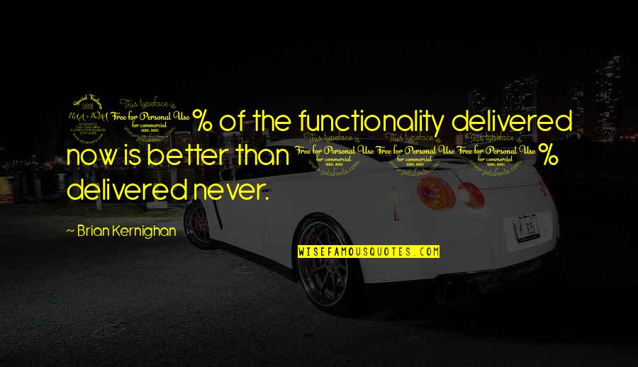 Sutura Quotes By Brian Kernighan: 90% of the functionality delivered now is better