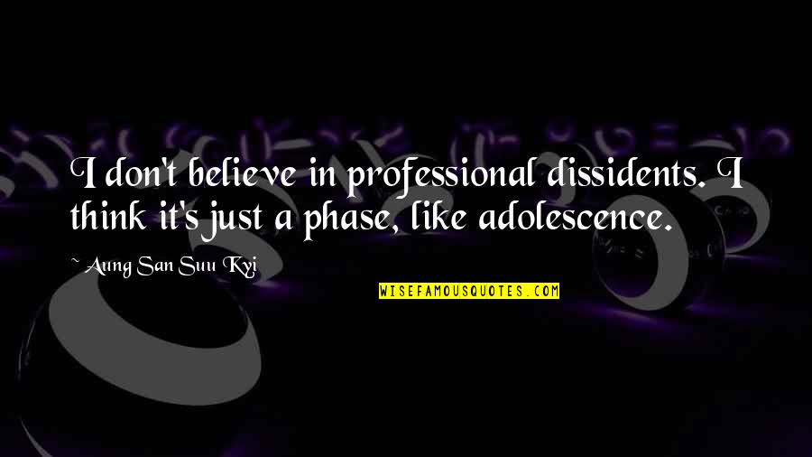 Suu's Quotes By Aung San Suu Kyi: I don't believe in professional dissidents. I think