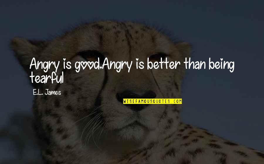 Suvado Quotes By E.L. James: Angry is good.Angry is better than being tearful