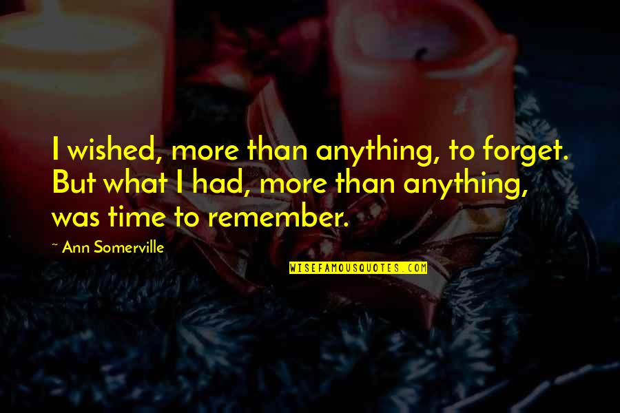Suzanne Brogger Quotes By Ann Somerville: I wished, more than anything, to forget. But