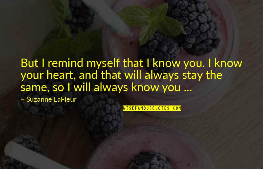 Suzanne Lafleur Quotes By Suzanne LaFleur: But I remind myself that I know you.