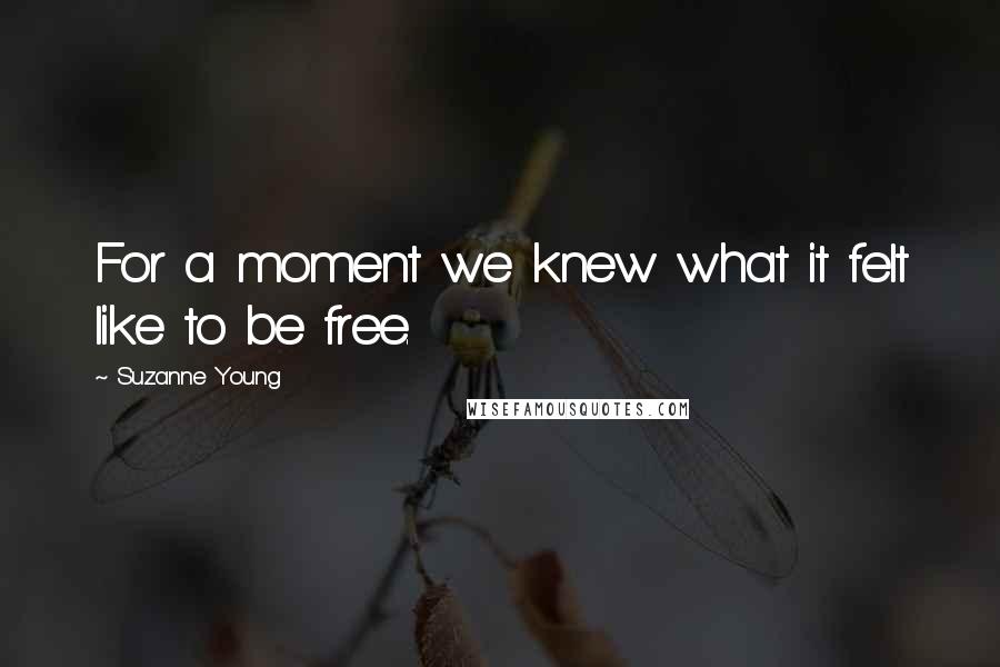 Suzanne Young quotes: For a moment we knew what it felt like to be free.