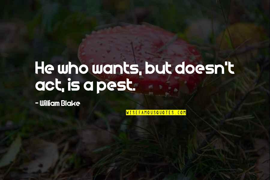 Sveiku Pusryciu Quotes By William Blake: He who wants, but doesn't act, is a Sveiku Pusryciu Quotes By William Blake: He who wants, but doesn't act, is a
