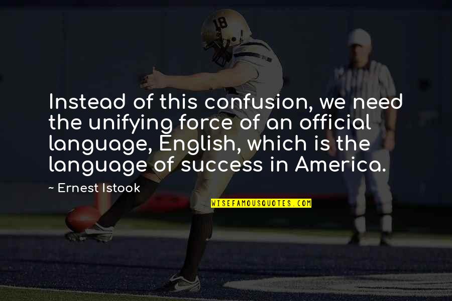 Svjetovan Quotes By Ernest Istook: Instead of this confusion, we need the unifying