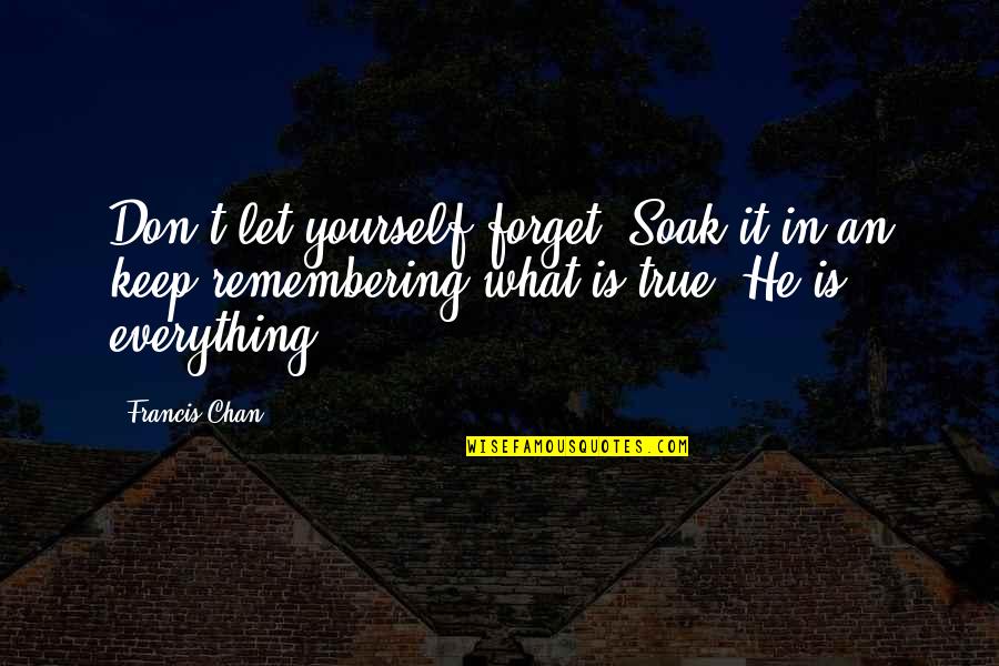 Svotec Quotes By Francis Chan: Don't let yourself forget. Soak it in an