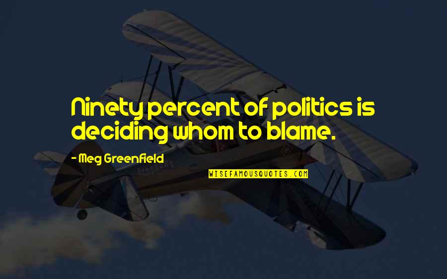 Swagruhe Quotes By Meg Greenfield: Ninety percent of politics is deciding whom to