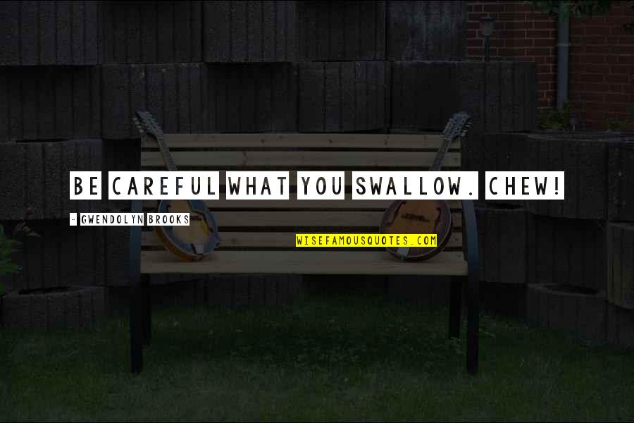 Swallow'd Quotes By Gwendolyn Brooks: Be careful what you swallow. Chew!