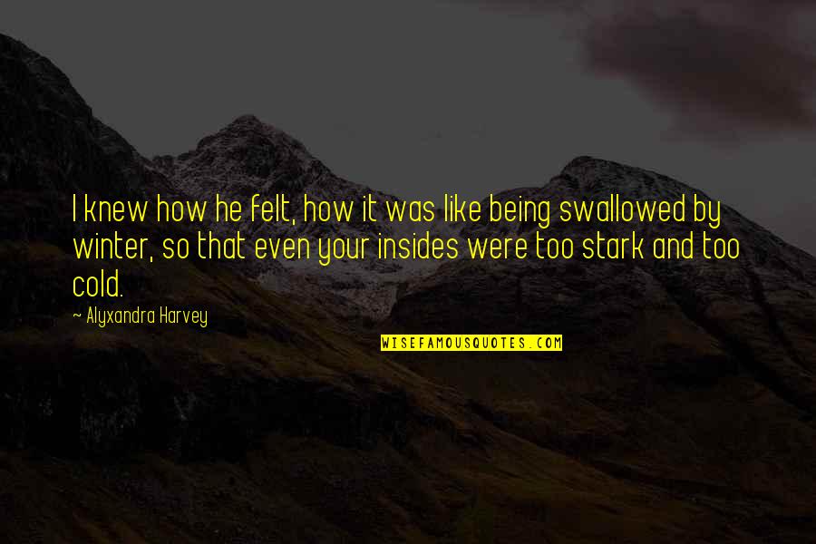 Swallowed Quotes By Alyxandra Harvey: I knew how he felt, how it was