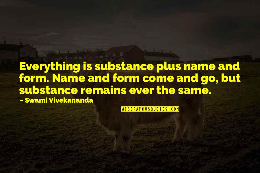 Swami Vivekananda Quotes By Swami Vivekananda: Everything is substance plus name and form. Name