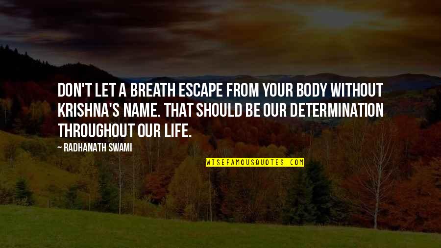 Swami's Quotes By Radhanath Swami: Don't let a breath escape from your body