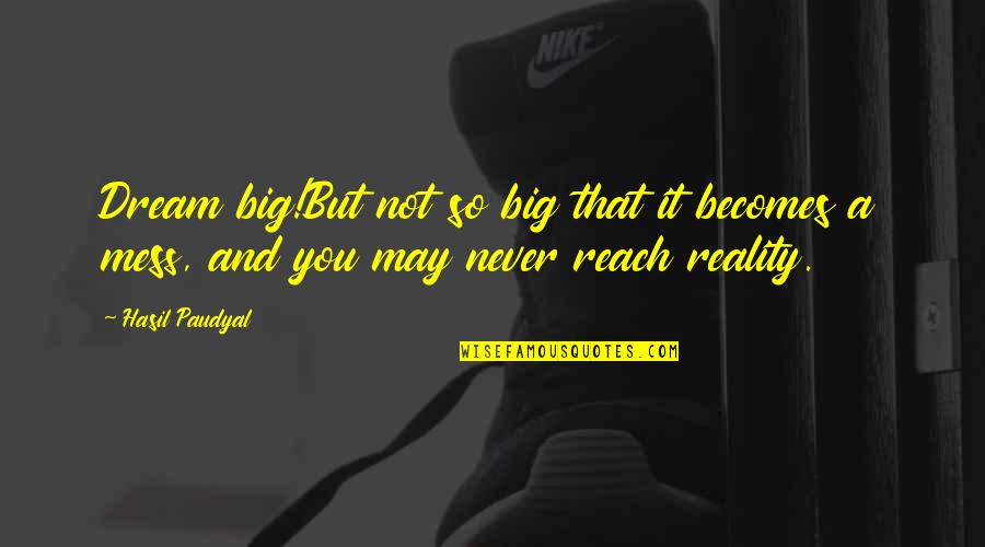 Swammerdams Engravings Quotes By Hasil Paudyal: Dream big!But not so big that it becomes