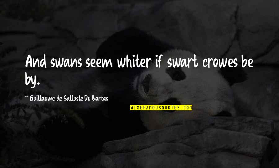 Swans Quotes By Guillaume De Salluste Du Bartas: And swans seem whiter if swart crowes be