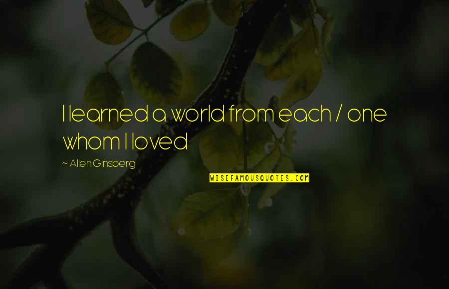 Sweat And Shine Quotes By Allen Ginsberg: I learned a world from each / one