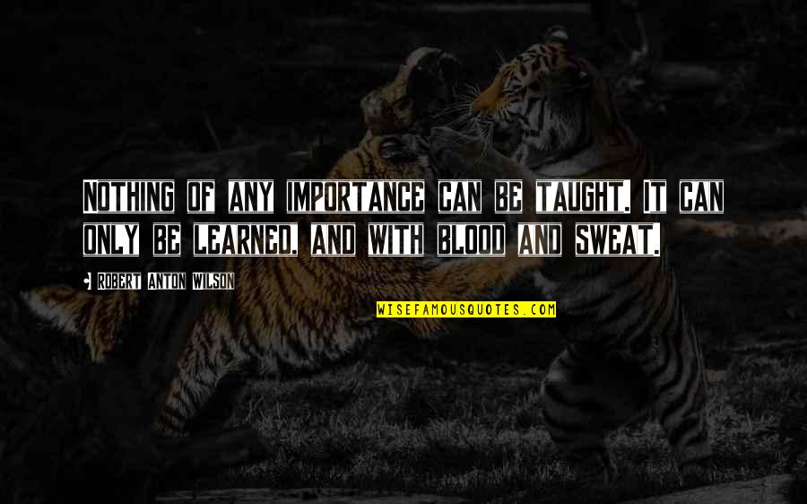 Sweat It Quotes By Robert Anton Wilson: Nothing of any importance can be taught. It Sweat It Quotes By Robert Anton Wilson: Nothing of any importance can be taught. It