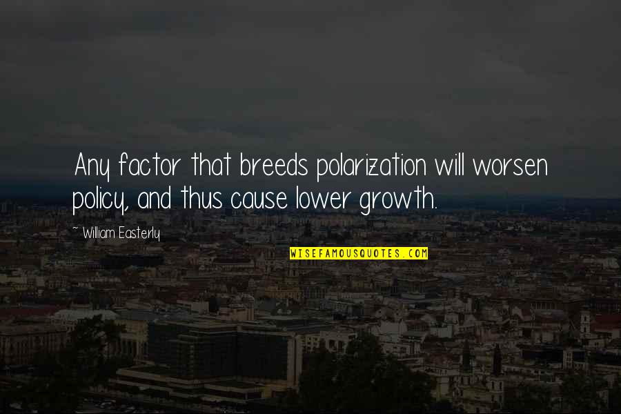 Sweated Bushings Quotes By William Easterly: Any factor that breeds polarization will worsen policy, Sweated Bushings Quotes By William Easterly: Any factor that breeds polarization will worsen policy,