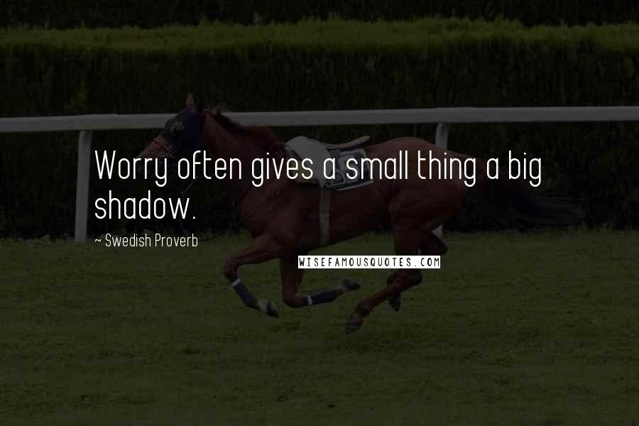Swedish Proverb quotes: Worry often gives a small thing a big shadow.