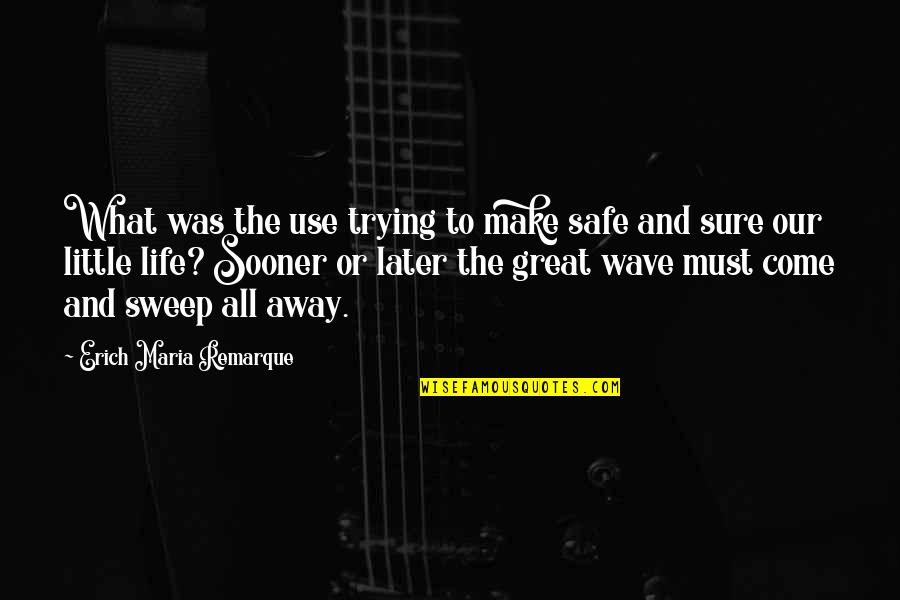 Sweep Quotes By Erich Maria Remarque: What was the use trying to make safe Sweep Quotes By Erich Maria Remarque: What was the use trying to make safe