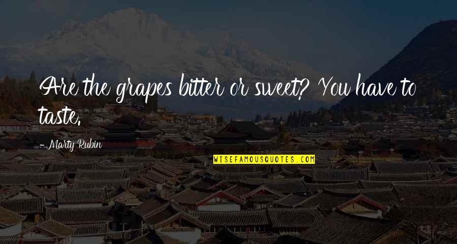 Sweet Bitter Quotes By Marty Rubin: Are the grapes bitter or sweet? You have Sweet Bitter Quotes By Marty Rubin: Are the grapes bitter or sweet? You have