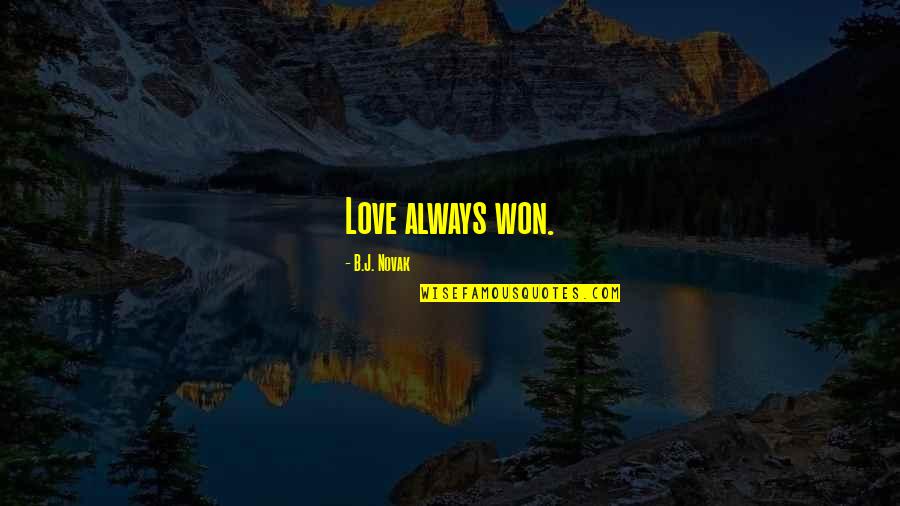 Sweet But Short Love Quotes By B.J. Novak: Love always won.