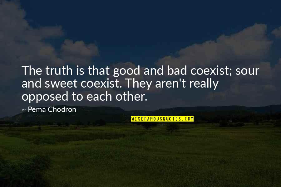 Sweet N Sour Quotes By Pema Chodron: The truth is that good and bad coexist; Sweet N Sour Quotes By Pema Chodron: The truth is that good and bad coexist;