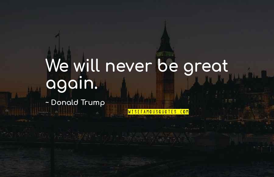 Sweet Pic Quotes By Donald Trump: We will never be great again.