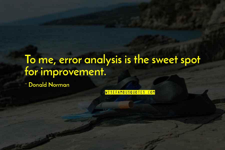 Sweet Spot Quotes By Donald Norman: To me, error analysis is the sweet spot
