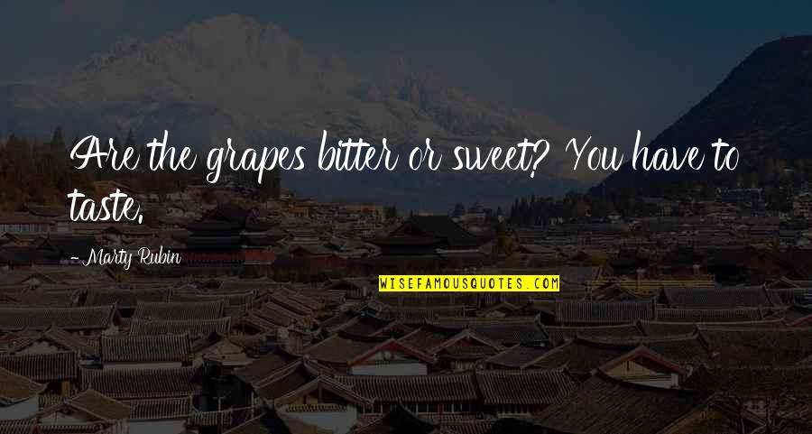 Sweet Taste Quotes By Marty Rubin: Are the grapes bitter or sweet? You have