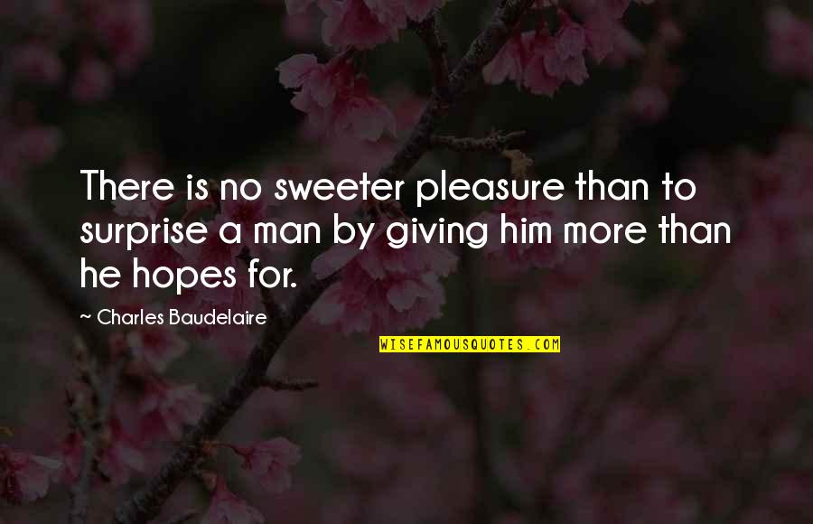 Sweeter Quotes By Charles Baudelaire: There is no sweeter pleasure than to surprise