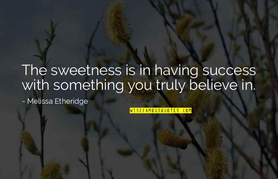 Sweetness Quotes By Melissa Etheridge: The sweetness is in having success with something
