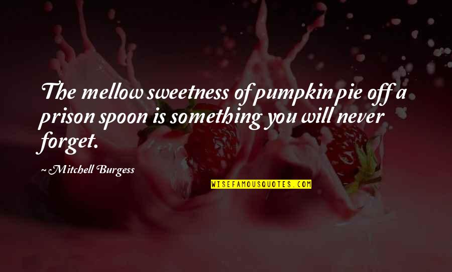 Sweetness Quotes By Mitchell Burgess: The mellow sweetness of pumpkin pie off a