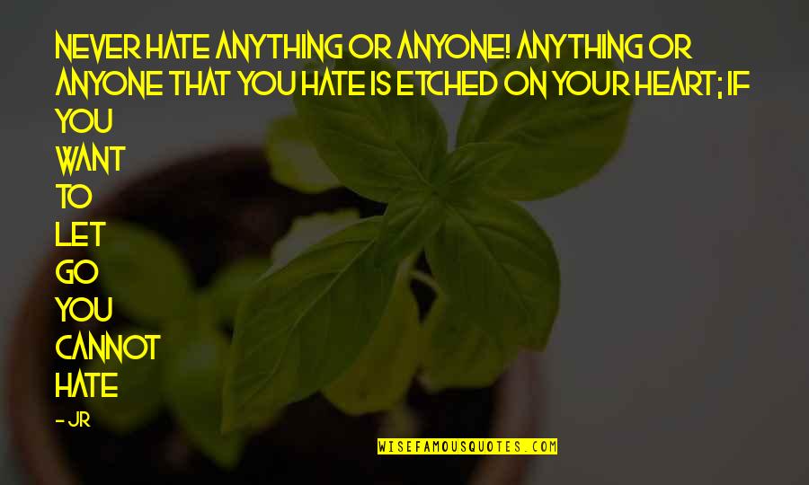 Sweety Quotes By JR: Never hate anything or anyone! Anything or anyone