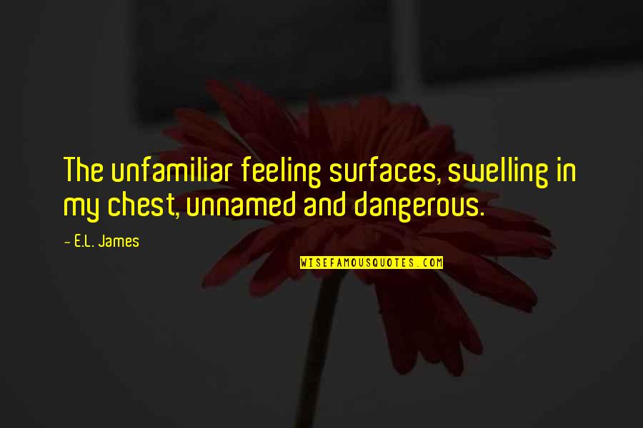 Swelling Quotes By E.L. James: The unfamiliar feeling surfaces, swelling in my chest,